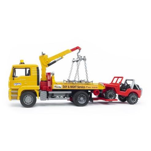 1/16 MAN Actros Tow Truck with Cross Country Vehicle by Bruder