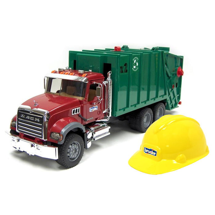 1/16th Bruder MACK Granite Rear Loading Garbage Truck & Hard Hat by Bruder