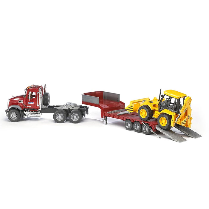 1/16 Bruder Mack Granite Semi Low Loader with JCB Backhoe Loader