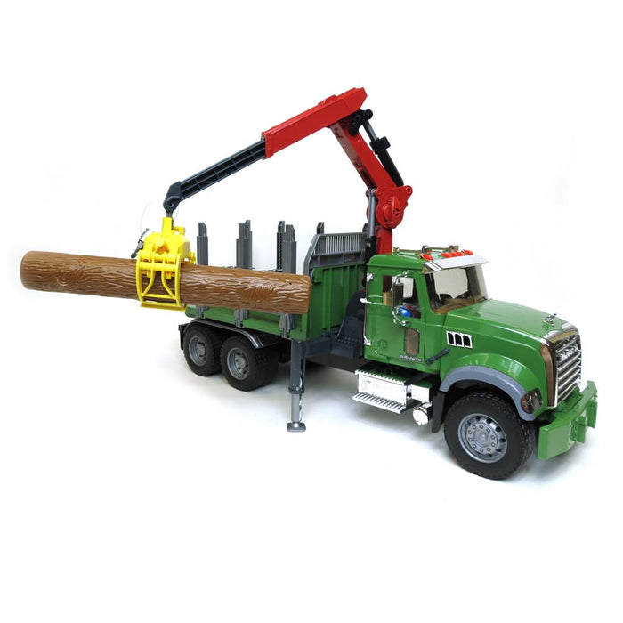 1/16 MACK Granite Log Truck with  Knuckleboom Grapple Crane and 3 Logs by Bruder