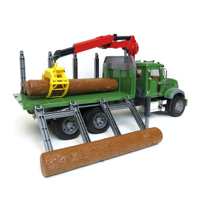 1/16 MACK Granite Log Truck with  Knuckleboom Grapple Crane and 3 Logs by Bruder