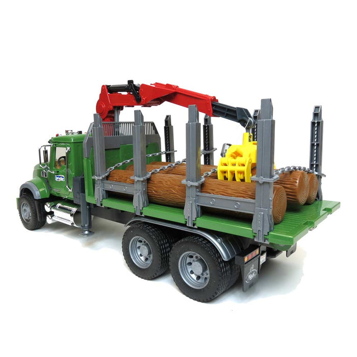 1/16 MACK Granite Log Truck with  Knuckleboom Grapple Crane and 3 Logs by Bruder