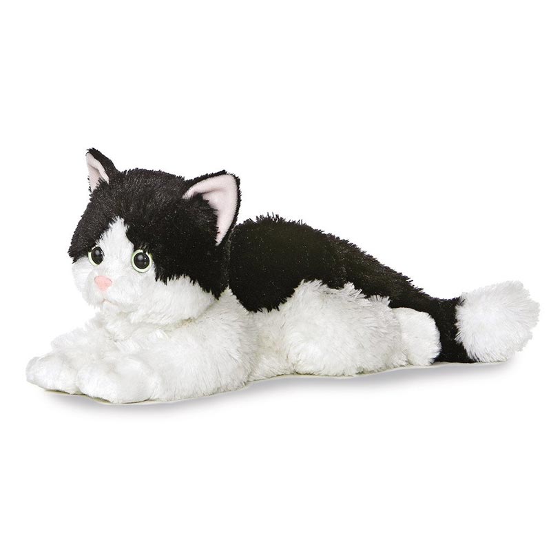 12in Oreo Black & White Tuxedo Cat Flopsie Plush Animal by Aurora