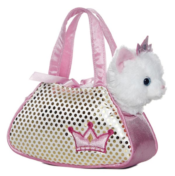 7in Princess Kitty Pet Carrier Fancy Pals Plush Animal Purse by Aurora
