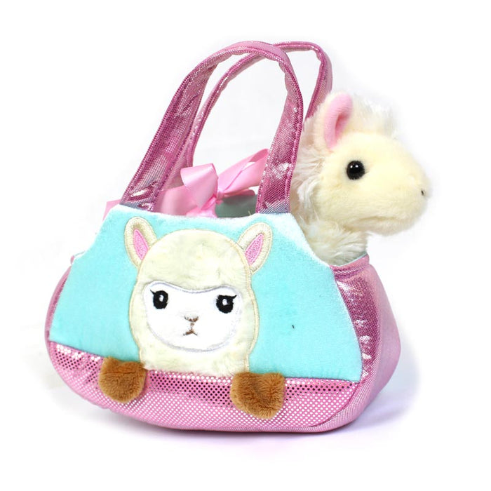 7" Peek-a-boo Llama Pet Carrier Fancy Pals Plush Animal Purse by Aurora