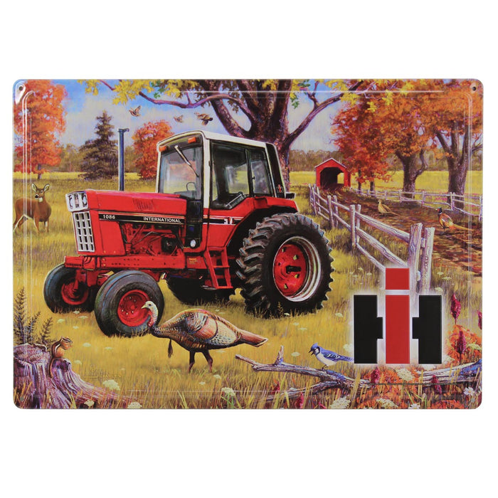 IH International 1086 Cab Tractor with Wildlife Embossed Metal Sign, 16.75in x 12in