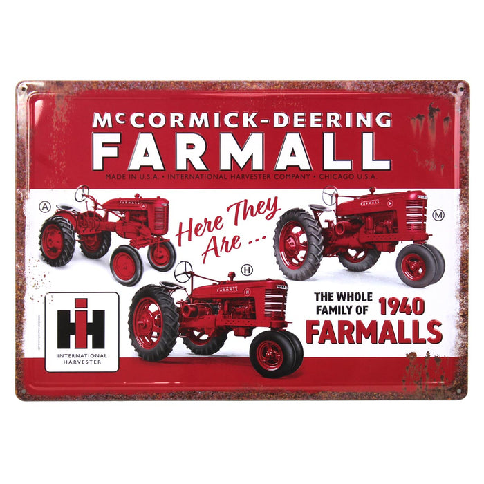 The Whole Family of 1940 Farmalls Tin Sign, 17in x 12in