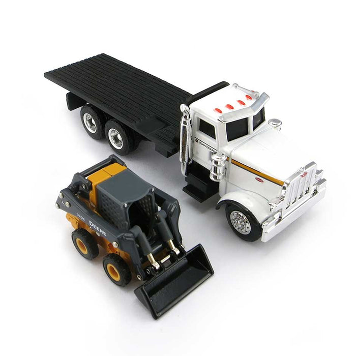 1/64 John Deere Peterbilt Flatbed Truck with 320E Skid Steer