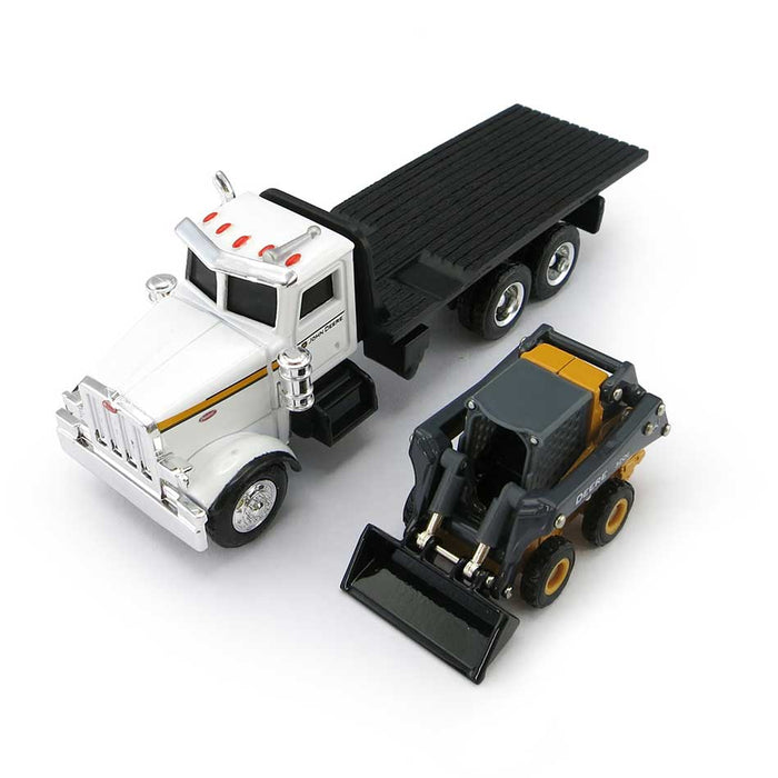 1/64 John Deere Peterbilt Flatbed Truck with 320E Skid Steer