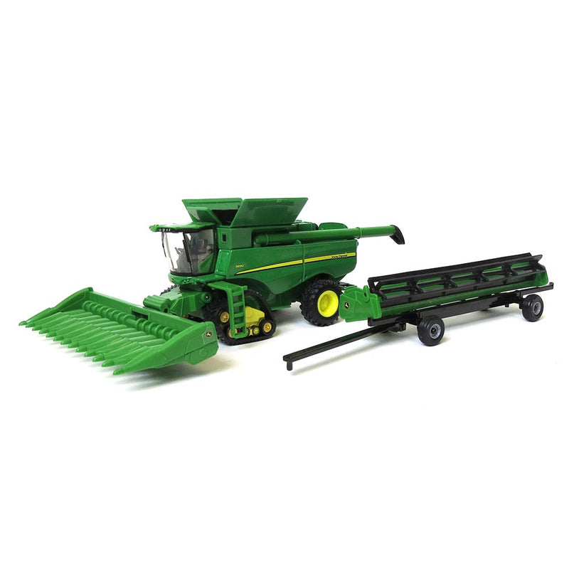 1/64 John Deere S690 Tracked Combine with Corn Head, Grain Head & Cart