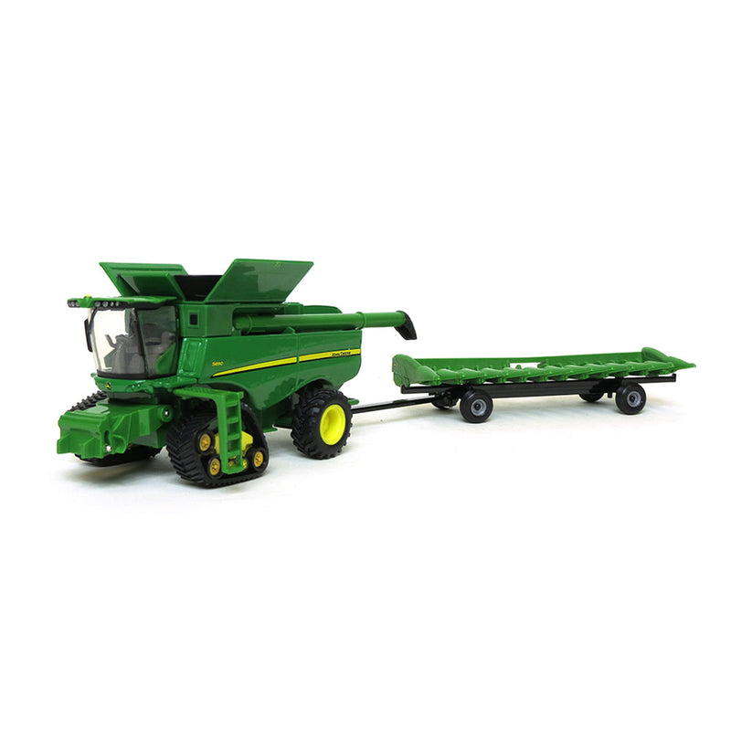 1/64 John Deere S690 Tracked Combine with Corn Head, Grain Head & Cart