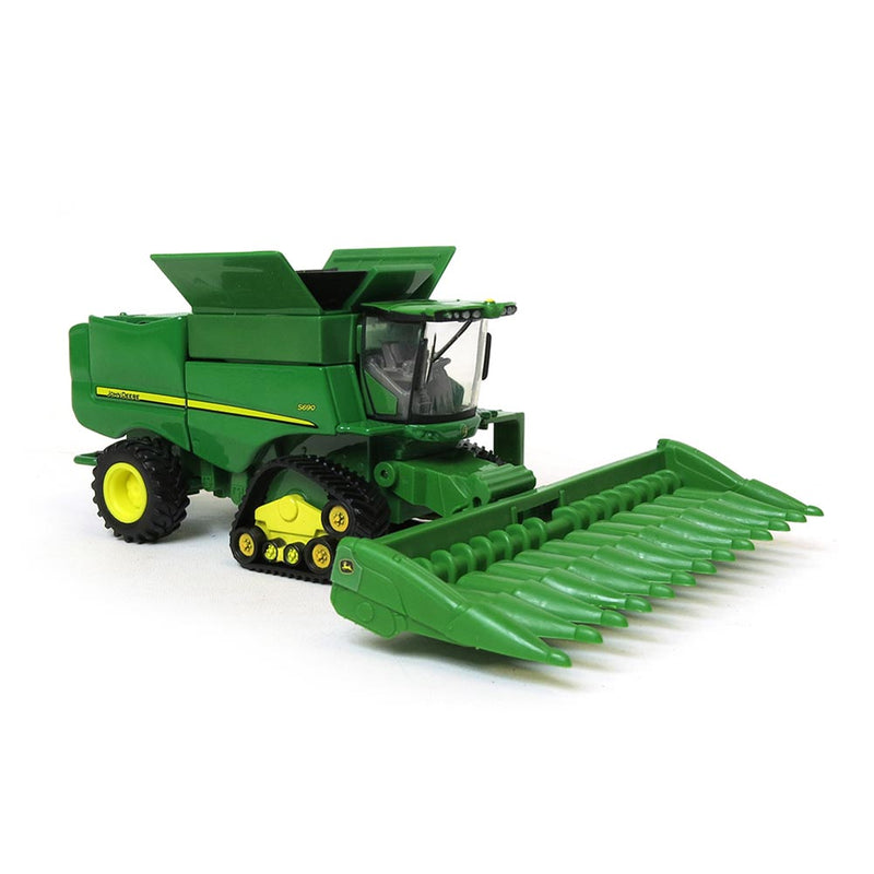 1/64 John Deere S690 Tracked Combine with Corn Head, Grain Head & Cart