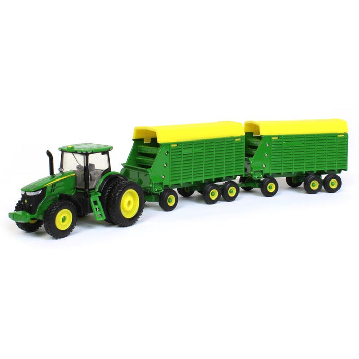 1/64 John Deere 7290R with 2 Tandem Forage Wagons