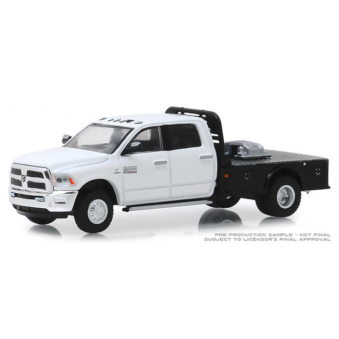 1/64 2018 Ram 3500 Dually Flatbed, White, Dually Drivers Series 1