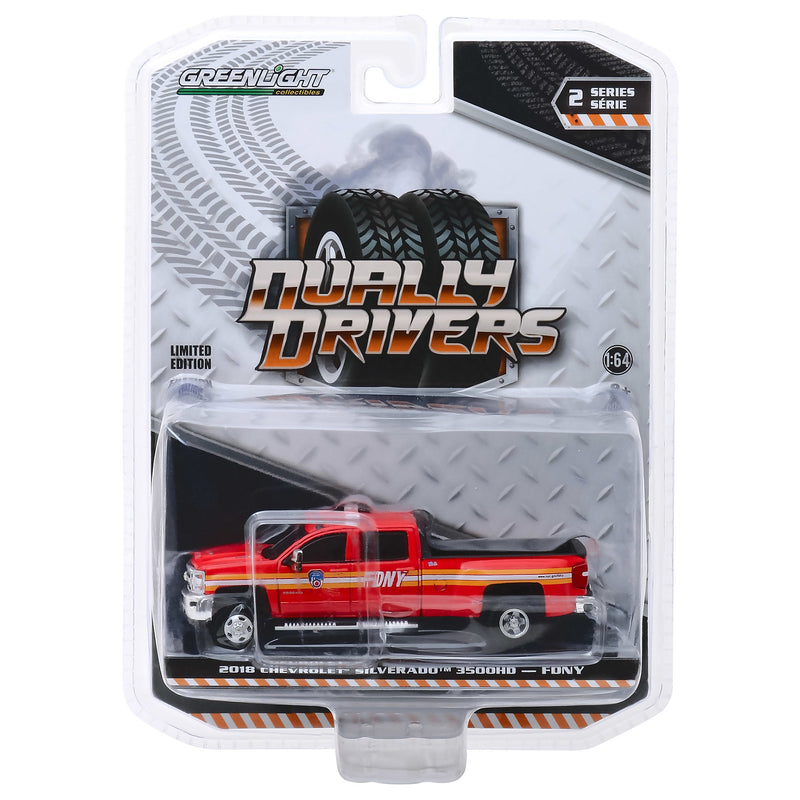 1/64 2018 Chevrolet Silverado 3500 Dually Pickup Truck, FDNY, Dually Drivers Series 2