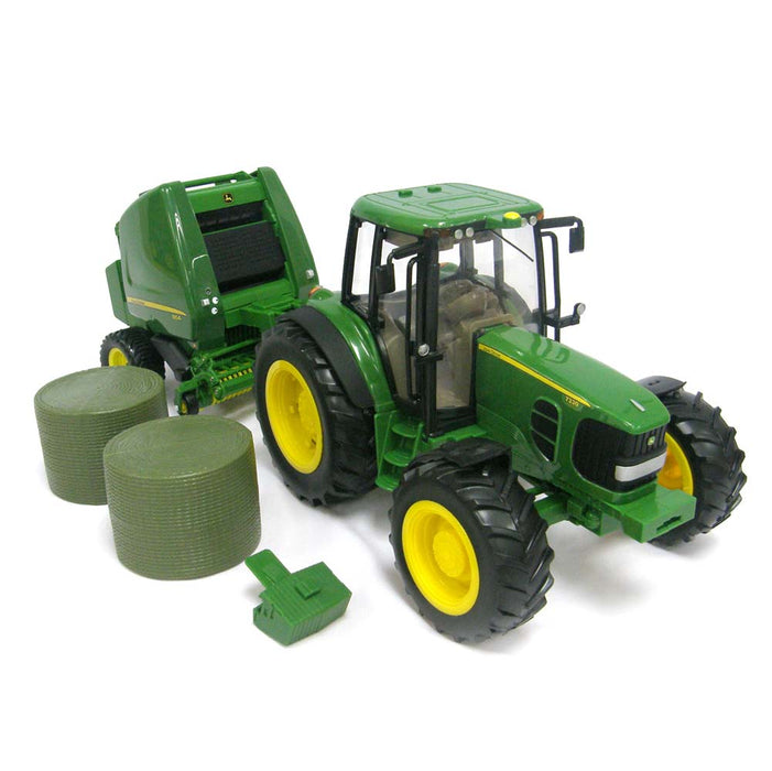 1/16 Big Farm John Deere 7330 with 854 Round Baler & 2 Bales