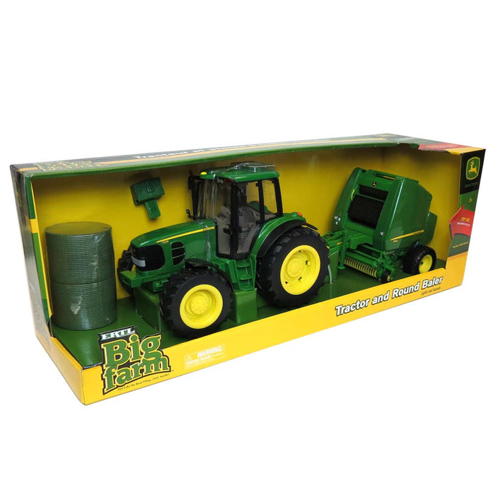 1/16 Big Farm John Deere 7330 with 854 Round Baler & 2 Bales