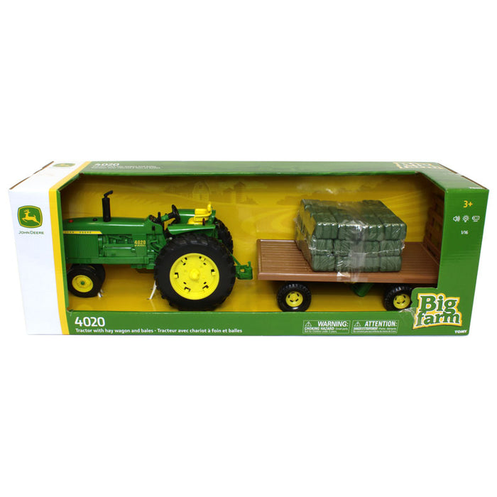 1/16 Big Farm John Deere 4020 Narrow Front with Hay Wagon and 36 Bales