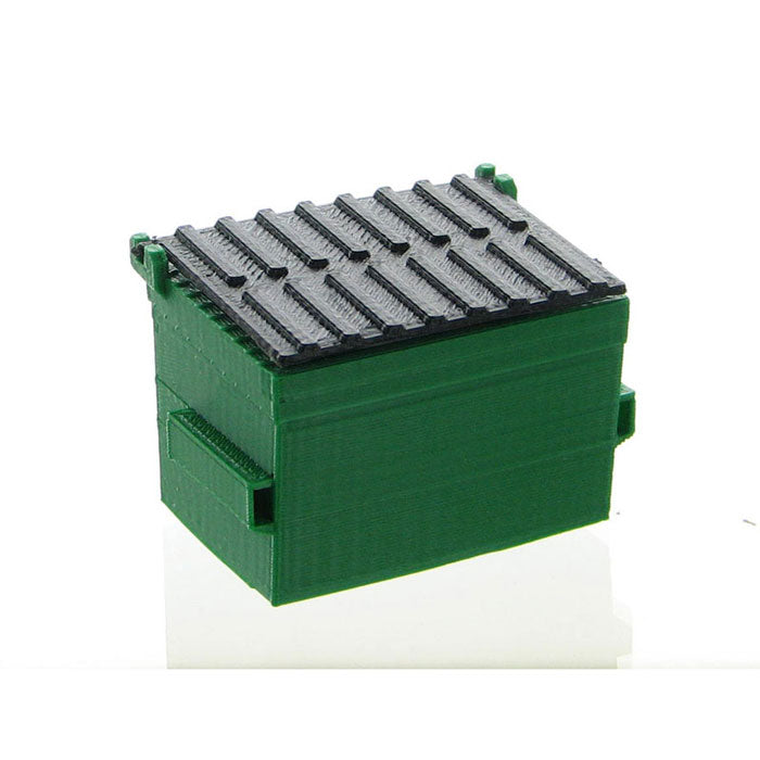 1/50 Green Trash Dumpster with Removable Lid, 3D Print