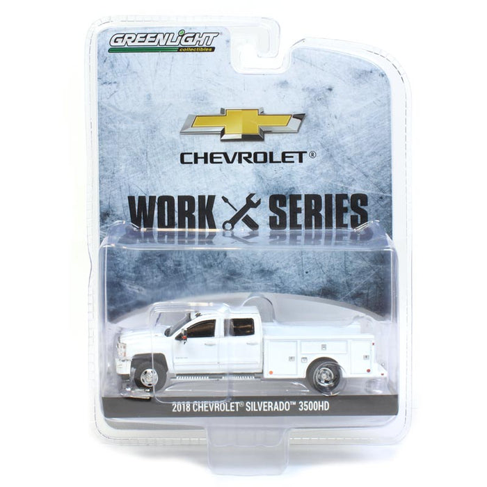 1/64 2018 Chevrolet Silverado 3500HD, White, Service Truck by Greenlight