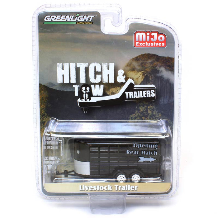 1/64 Black Bumper Hitch Livestock Trailer by Greenlight, MIJO Exclusive