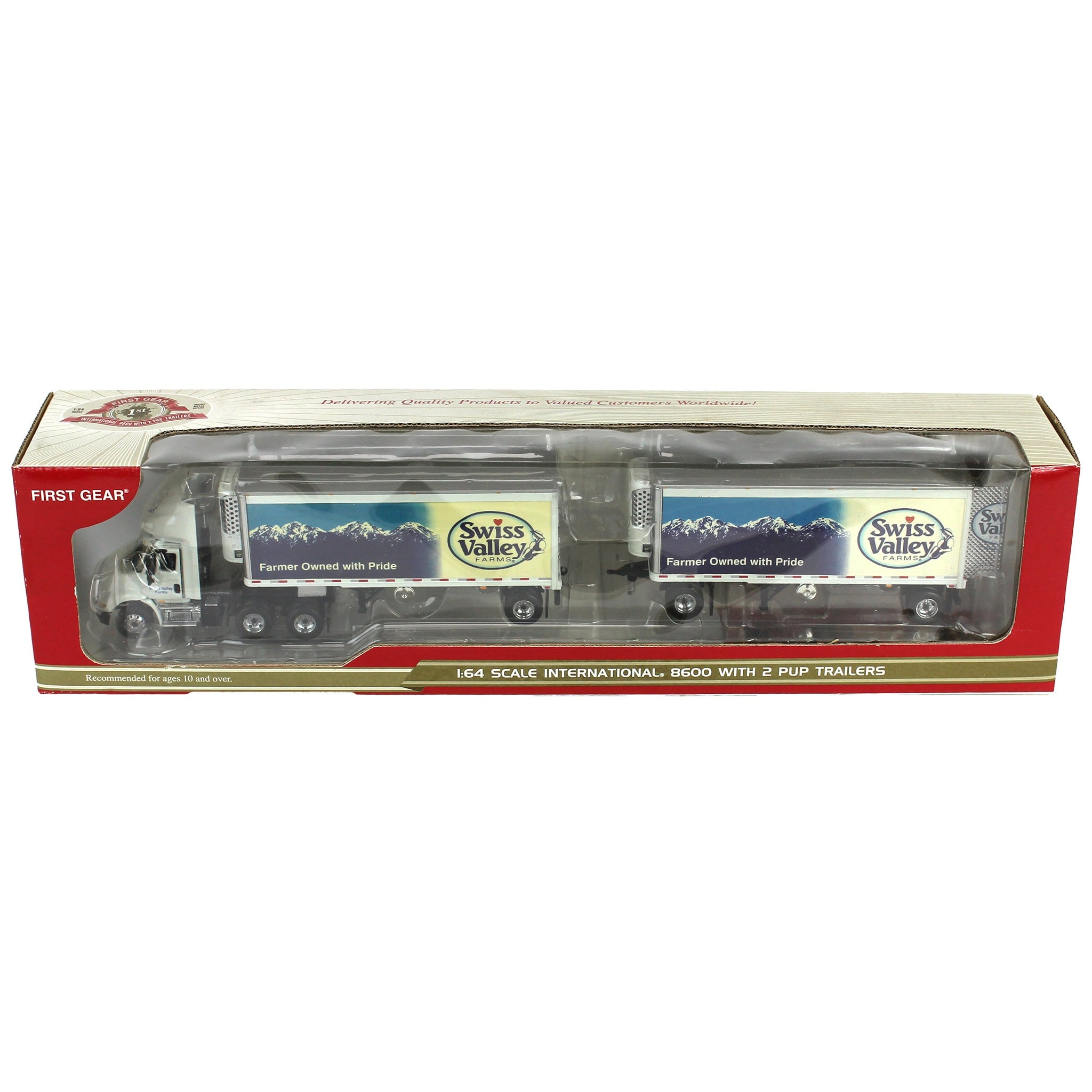 1/64 International 8600 with Twin Reefer Pup Trailers, Swiss