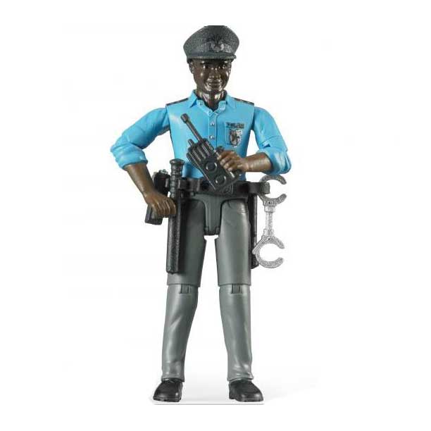 Policeman Dark Skin with  Accessories (positionable) by Bruder