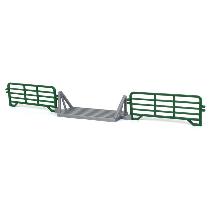 1/64 Cattle Guard Crossing with 2 Green Gate Sections, 3D Printed