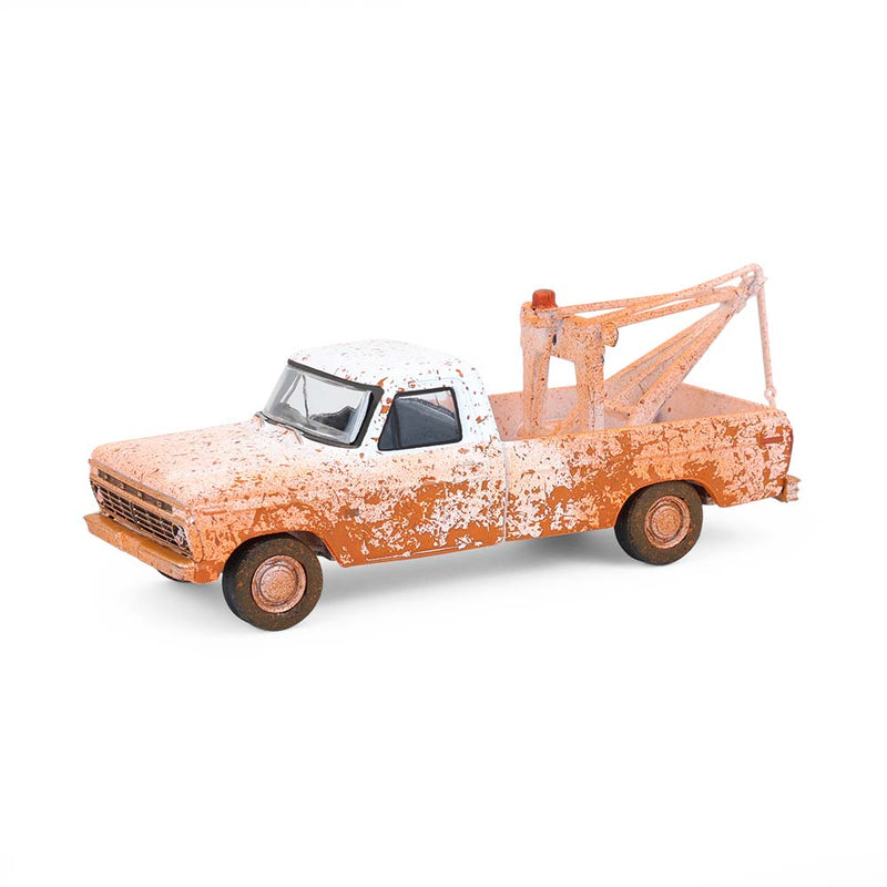 1/64 1973 Ford F-100 with Drop-In Tow Hook, Weathered White, Blue Collar Collection Series 14