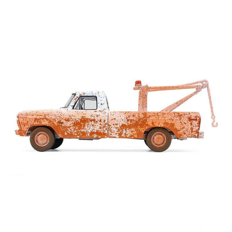 1/64 1973 Ford F-100 with Drop-In Tow Hook, Weathered White, Blue Collar Collection Series 14