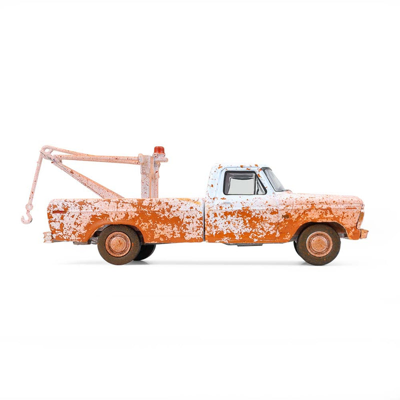 1/64 1973 Ford F-100 with Drop-In Tow Hook, Weathered White, Blue Collar Collection Series 14