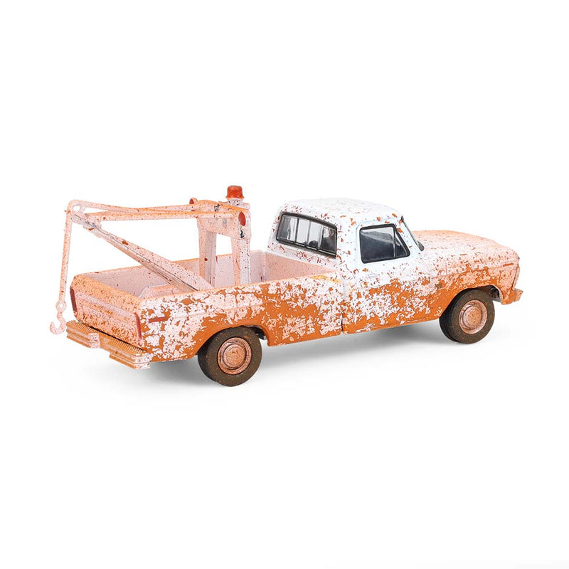 1/64 1973 Ford F-100 with Drop-In Tow Hook, Weathered White, Blue Collar Collection Series 14