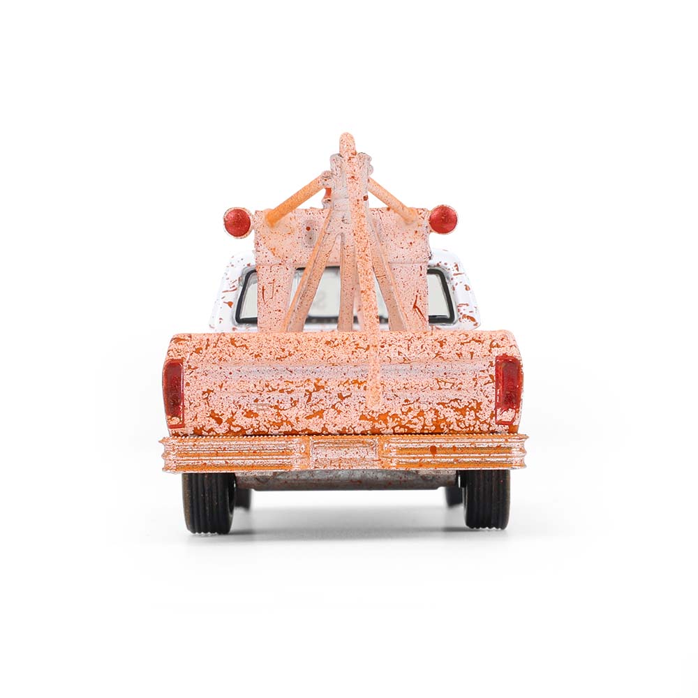 1/64 1973 Ford F-100 with Drop-In Tow Hook, Weathered White, Blue