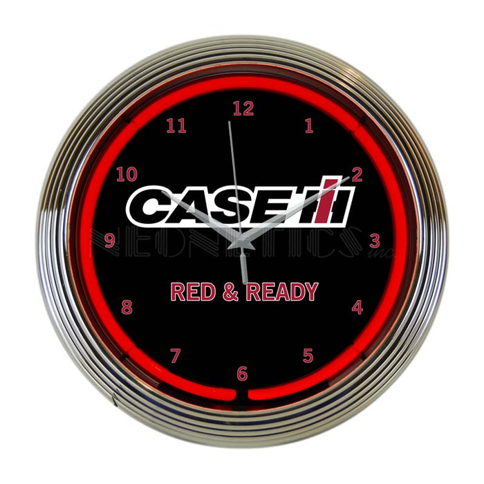 Case IH Red & Ready Neon Clock