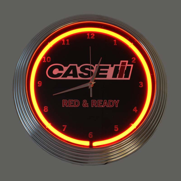 Case IH Red & Ready Neon Clock