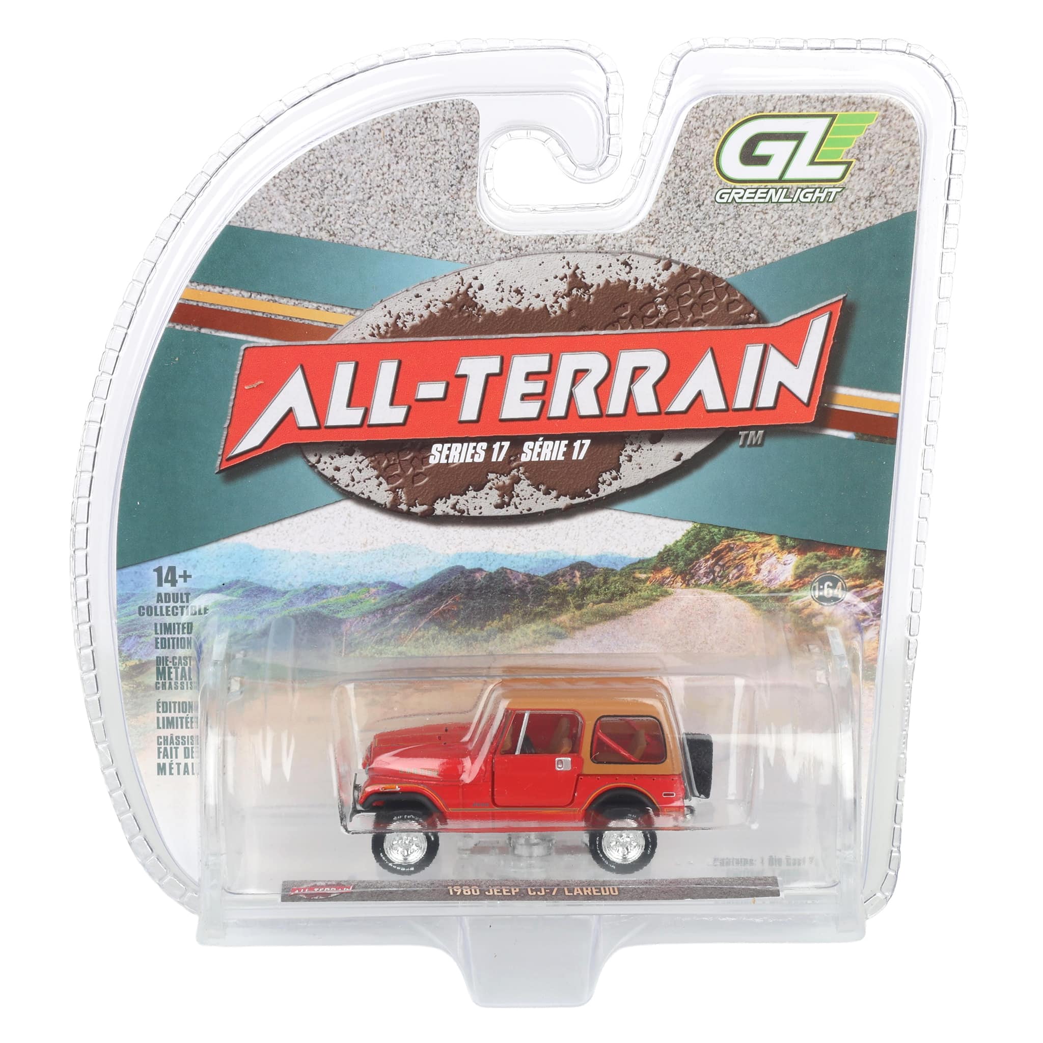 1/64 1980 Jeep CJ-7 Laredo, Red, All-Terrain Series 17 — Outback Toys