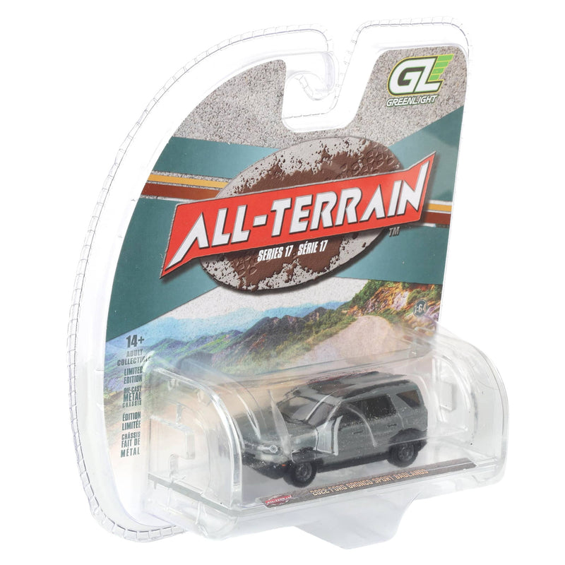 Raw Chase Unit ~ 1/64 2022 Ford Bronco Sport Badlands, Black, All-Terrain Series 17 by GreenLight Collectibles