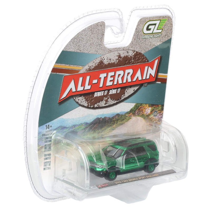 Green Chrome Chase Unit ~ 1/64 2022 Ford Bronco Sport Badlands, Black, All-Terrain Series 17 by GreenLight Collectibles