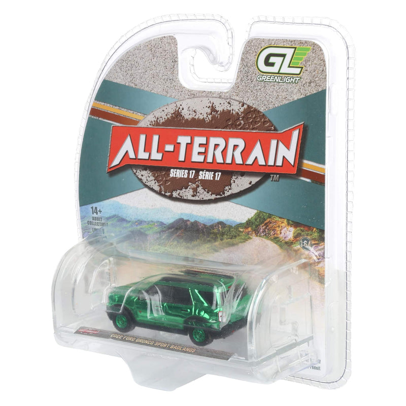 Green Chrome Chase Unit ~ 1/64 2022 Ford Bronco Sport Badlands, Black, All-Terrain Series 17 by GreenLight Collectibles