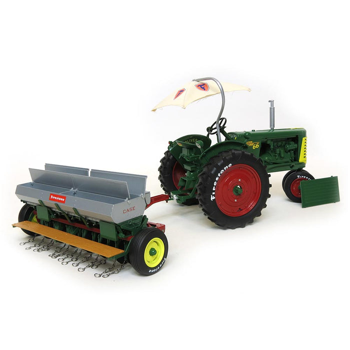 1/16 Oliver Row Crop 66 with Case DF Grain Drill, Firestone Series