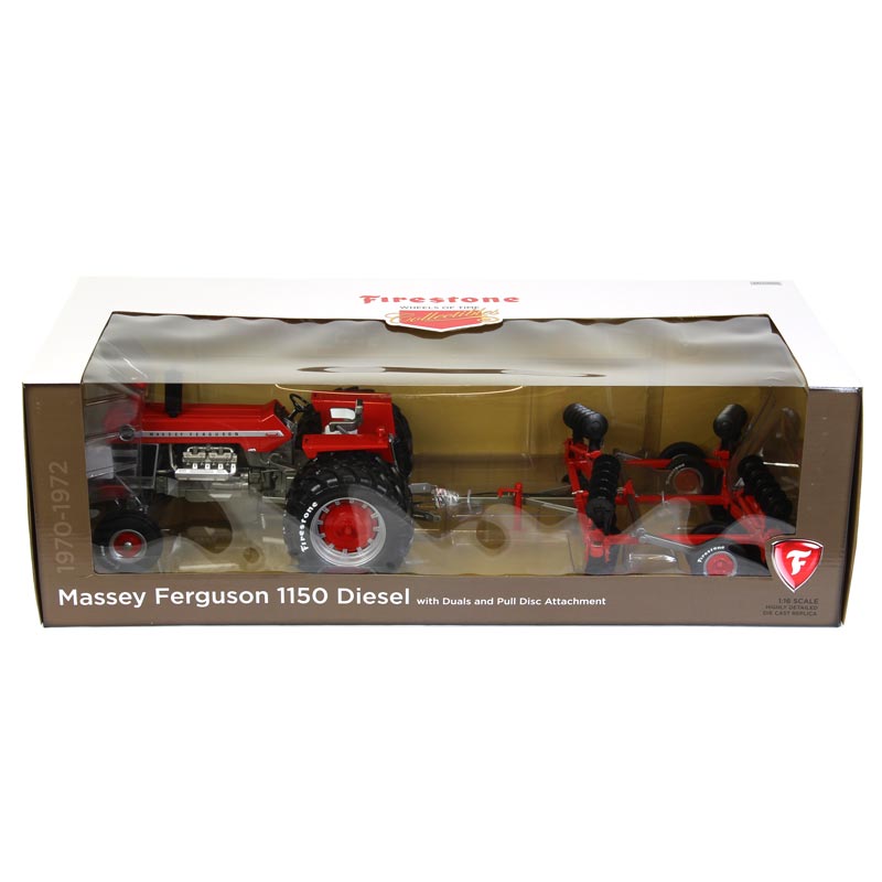 1/16 Massey Ferguson 1150 Diesel Tractor with Duals and Pull Disc Attachment, Firestone Series