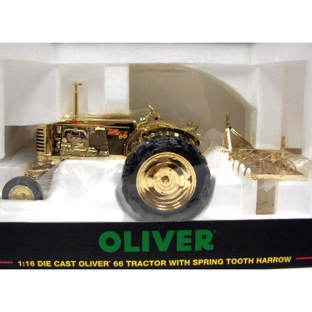 Gold Chrome ~ 1/16 Oliver 66 Tractor with 3000 Series Spring Tooth