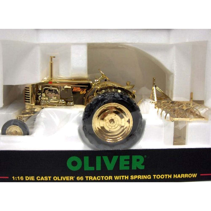 Gold Chrome ~ 1/16 Oliver 66 w/ 3000 Series Spring Tooth Harrow, The Toy Tractor Times 25th Anniversary