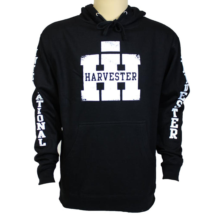 International Harvester Weathered Distressed Logo Black Pullover Hooded Sweatshirt