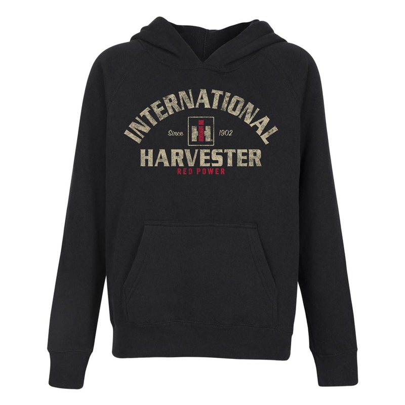 International Harvester Red Power Youth Black Raglan Hooded Sweatshirt