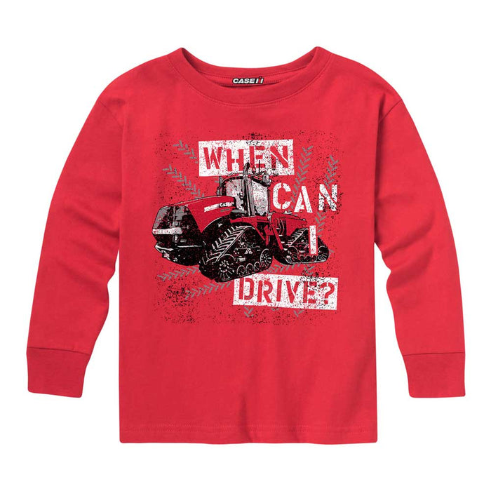 Youth Case IH Quadtrac "When Can I Drive?" Red Long Sleeve T-Shirt