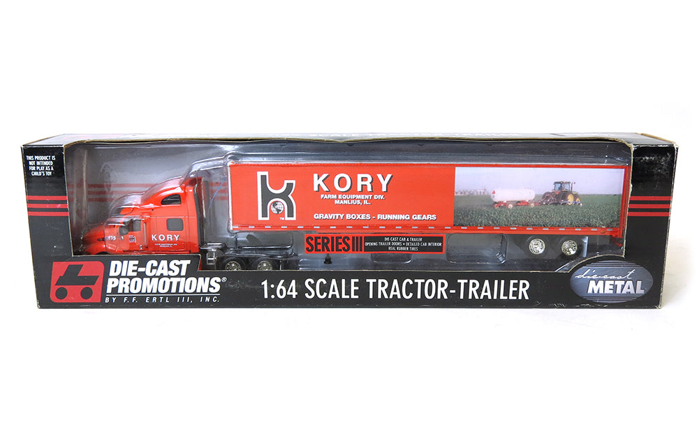 1/64 Orange Peterbilt 387 with 53ft Box Trailer, Kory Farm Equipment