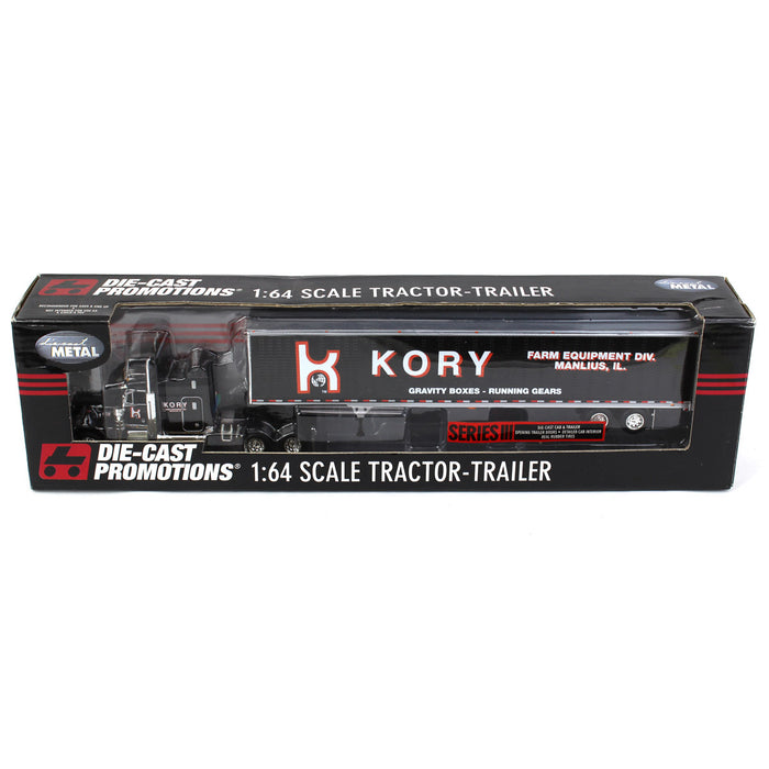 1/64 Black Peterbilt 379 with 53ft Black Box Trailer, Kory Farm Equipment