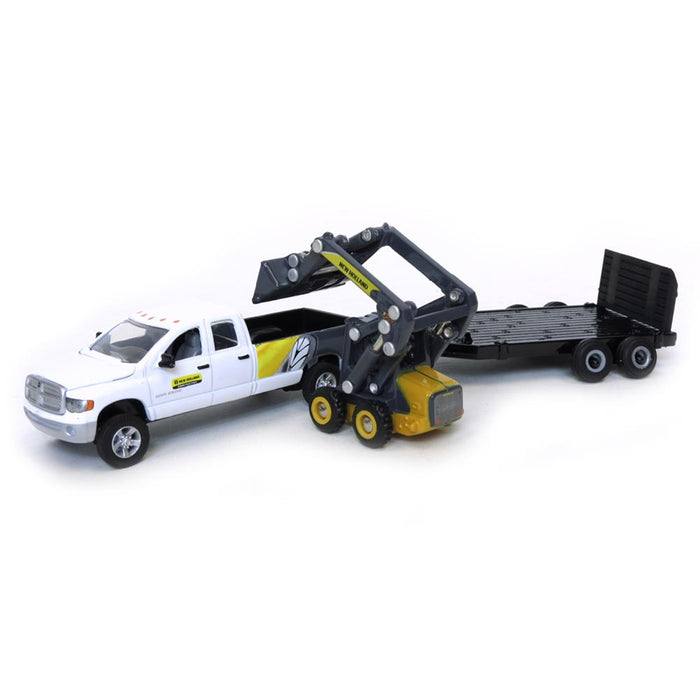 1/64 Dodge Pickup Truck with Trailer & New Holland L170 Skid Steer Loader