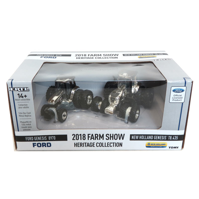 Chrome Chase Unit ~ 1/64 New Holland T8.435 & Ford 8970 Set by ERTL, 2018 Winter Farm Show